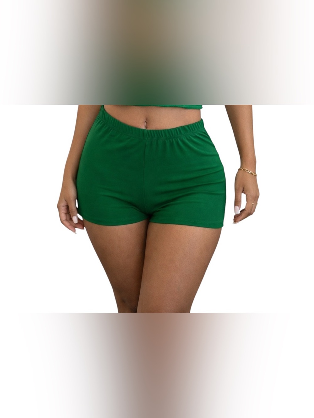 Green High-Waist Stretch Shorts